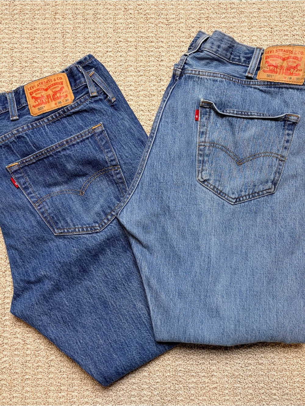 Levi's 501 Men's W38 L30 Original Fit Jeans Button Fly Blue Denim Pack